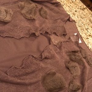 2 piece knit and nylon top.with attached florets on knitted cover.